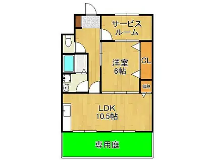 コーポあけだ(1LDK/1階)の間取り写真