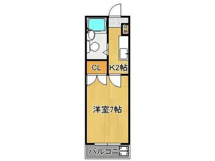 ビブレマンション三萩野(1K/8階)の間取り写真