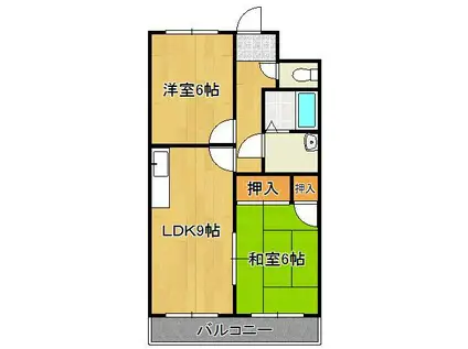 足立インターハイツ(2LDK/2階)の間取り写真