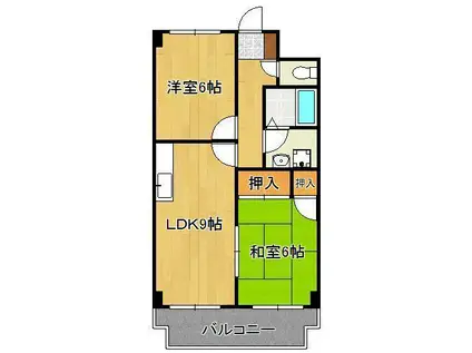 足立インターハイツ(2LDK/3階)の間取り写真