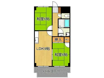 足立インターハイツ(2LDK/2階)の間取り写真