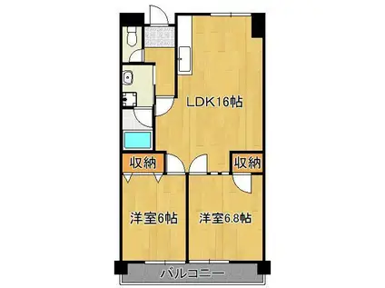 グリーンハイツ足立(2LDK/4階)の間取り写真