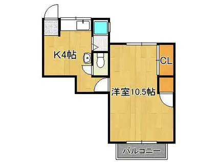 ハイツ奈香緒(1K/2階)の間取り写真
