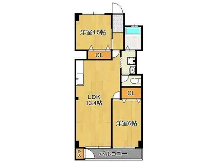 第五共立ビル(2LDK/7階)の間取り写真