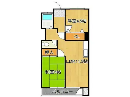 第五共立ビル(2LDK/6階)の間取り写真