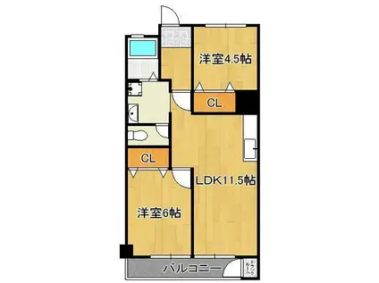 第五共立ビル(2LDK/7階)の間取り写真