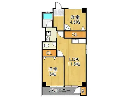 第五共立ビル(2LDK/4階)の間取り写真