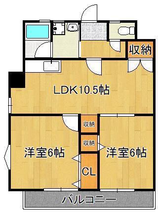 第4共立ビル(2LDK/5階)の間取り写真