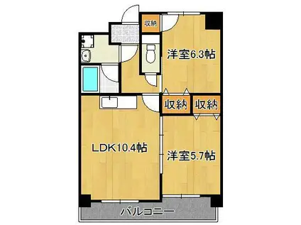 フィオレンティーナ(2LDK/4階)の間取り写真