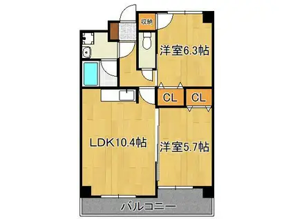 フィオレンティーナ(2LDK/6階)の間取り写真