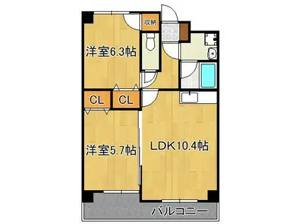 フィオレンティーナ(2LDK/5階)の間取り写真