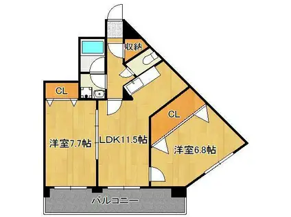 フィオレンティーナ(2SLDK/12階)の間取り写真