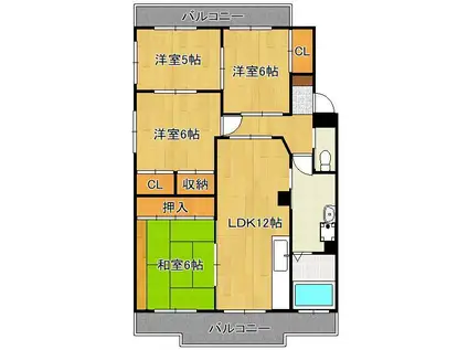 パークハイツ妙見(4LDK/2階)の間取り写真