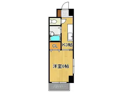 パークハイツ片野(ワンルーム/2階)の間取り写真