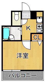 エスポワール城野(1K/6階)の間取り写真