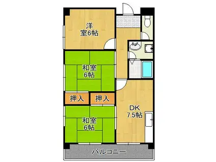 第一共立ビル(3DK/4階)の間取り写真