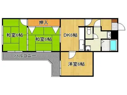 黒原スカイマンション(3DK/1階)の間取り写真