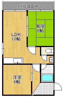 アムール(2LDK/3階)の間取り写真