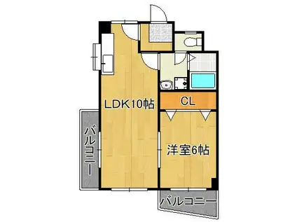 森野第一ビル(1LDK/2階)の間取り写真