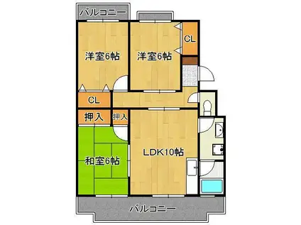 森田ハイツ(3LDK/1階)の間取り写真