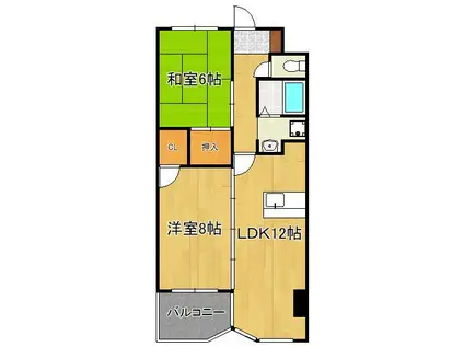 ウィルステージ霧ヶ丘(2LDK/13階)の間取り写真