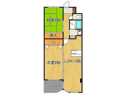 ウィルステージ霧ヶ丘(2LDK/6階)の間取り写真