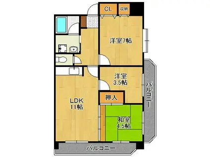 ラディア霧ケ丘(3LDK/5階)の間取り写真