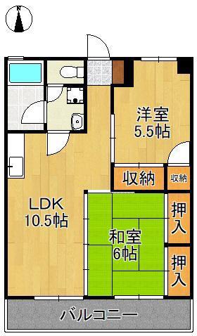 ベルガ三萩野(2LDK/10階)の間取り写真