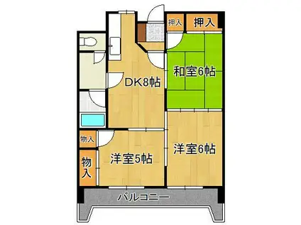 コーポ森川(3DK/9階)の間取り写真