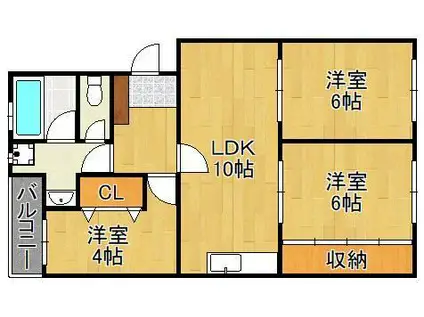 島名第五コーポ(3LDK/3階)の間取り写真