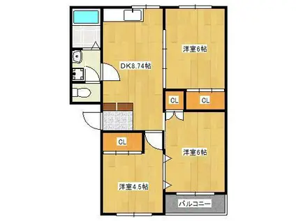 第二三共ビル(3DK/2階)の間取り写真