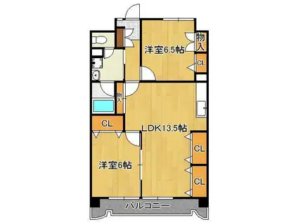 グランドハイツ村上(2LDK/4階)の間取り写真