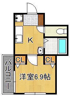 藤本ビルNO.25(1K/2階)の間取り写真