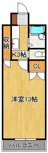 第8エルザビル(1K/8階)の間取り写真