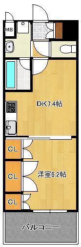 ラ・クーレⅤ片野(1DK/5階)の間取り写真
