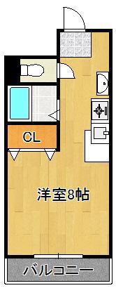 メイゾン足原(ワンルーム/3階)の間取り写真
