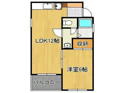 エステート足立(1LDK/4階)の間取り写真