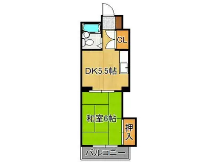 ピロ小倉(1DK/2階)の間取り写真