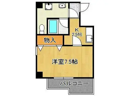 ボヌール三萩野(1K/3階)の間取り写真