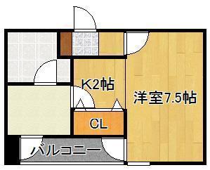ボヌール三萩野(1K/5階)の間取り写真