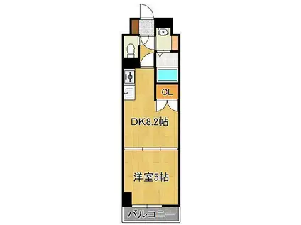 リッツ霧ヶ丘(1DK/5階)の間取り写真