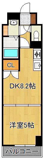 リッツ霧ヶ丘(1DK/9階)の間取り写真