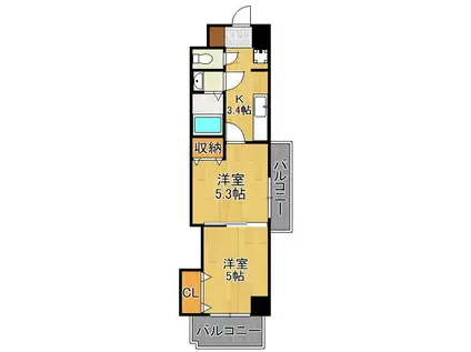 木下鉱産ビルⅡ(2K/6階)の間取り写真