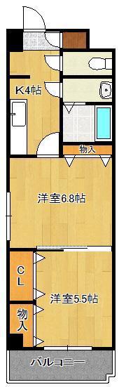 木下鉱産ビルⅡ(2K/2階)の間取り写真