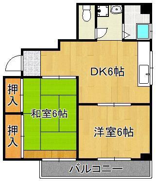片野レジデンス(2DK/2階)の間取り写真