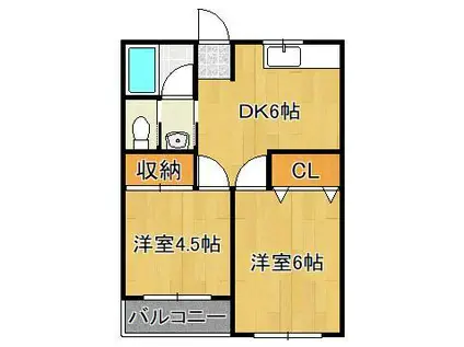 マキシム足原(2DK/4階)の間取り写真