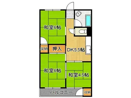 アリエスきふね(3DK/3階)の間取り写真