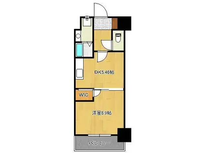 ウィングス片野Ⅱ(1DK/8階)の間取り写真