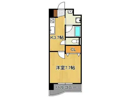 ニューシティアパートメンツ南小倉Ⅰ(1K/10階)の間取り写真