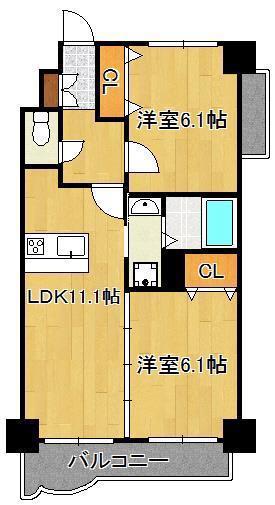 ニューシティアパートメンツ南小倉Ⅰ(2LDK/6階)の間取り写真
